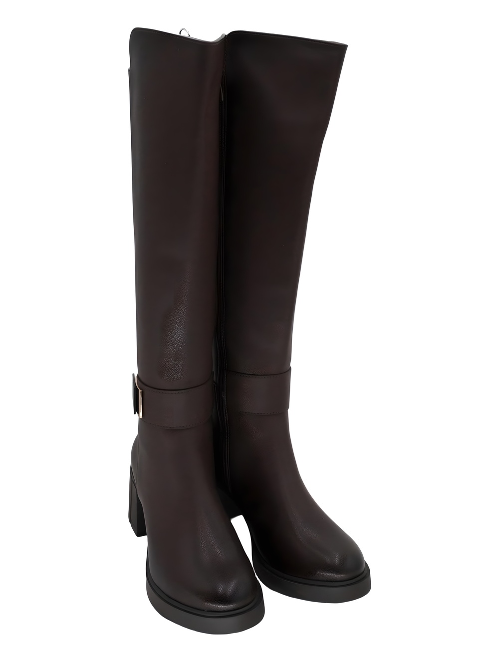 Prologue Moreeni Stretch Buckle Block Heel Brown Boot Size 9M